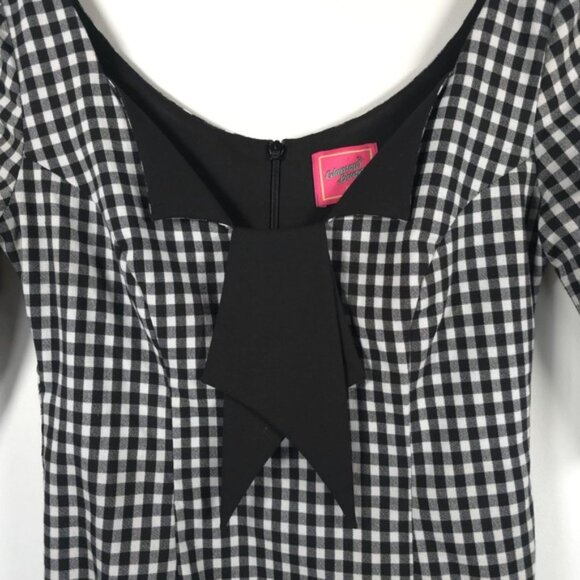 GLAMOUR BUNNY Jacky 60s Jacky Pencil Dress Gingham Back Slit Chic Bow Size‎ XS - Picture 13 of 13